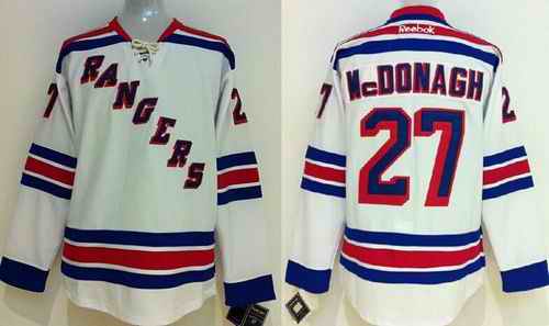 Rangers #27 Ryan McDonagh White Stitched Youth NHL Jersey