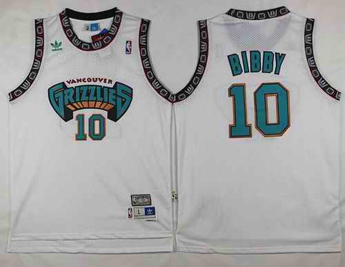 Grizzlies #10 Mike Bibby White Throwback Stitched NBA Jersey