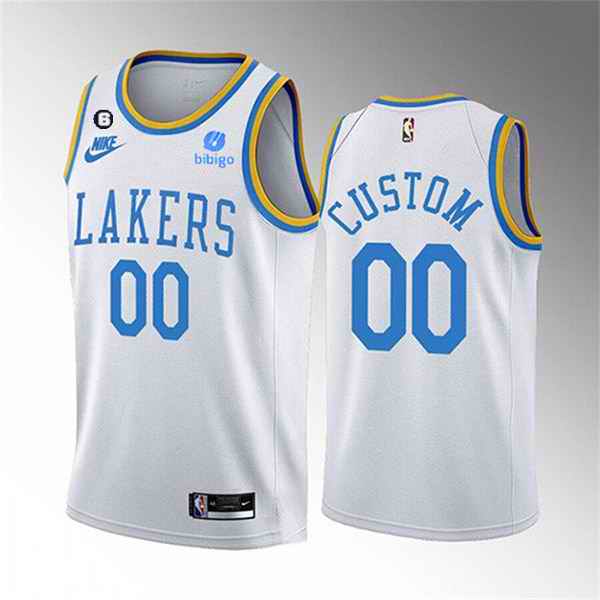 Men's Los Angeles Lakers Active Player Cutom 2022-23 White No.6 Patch Classic Edition Stitched Basketball Jersey