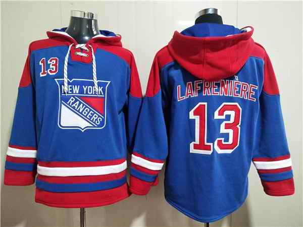 Men's New York Rangers #13 Alexis Lafreni're Blue Ageless Must-Have Lace-Up Pullover Hoodie