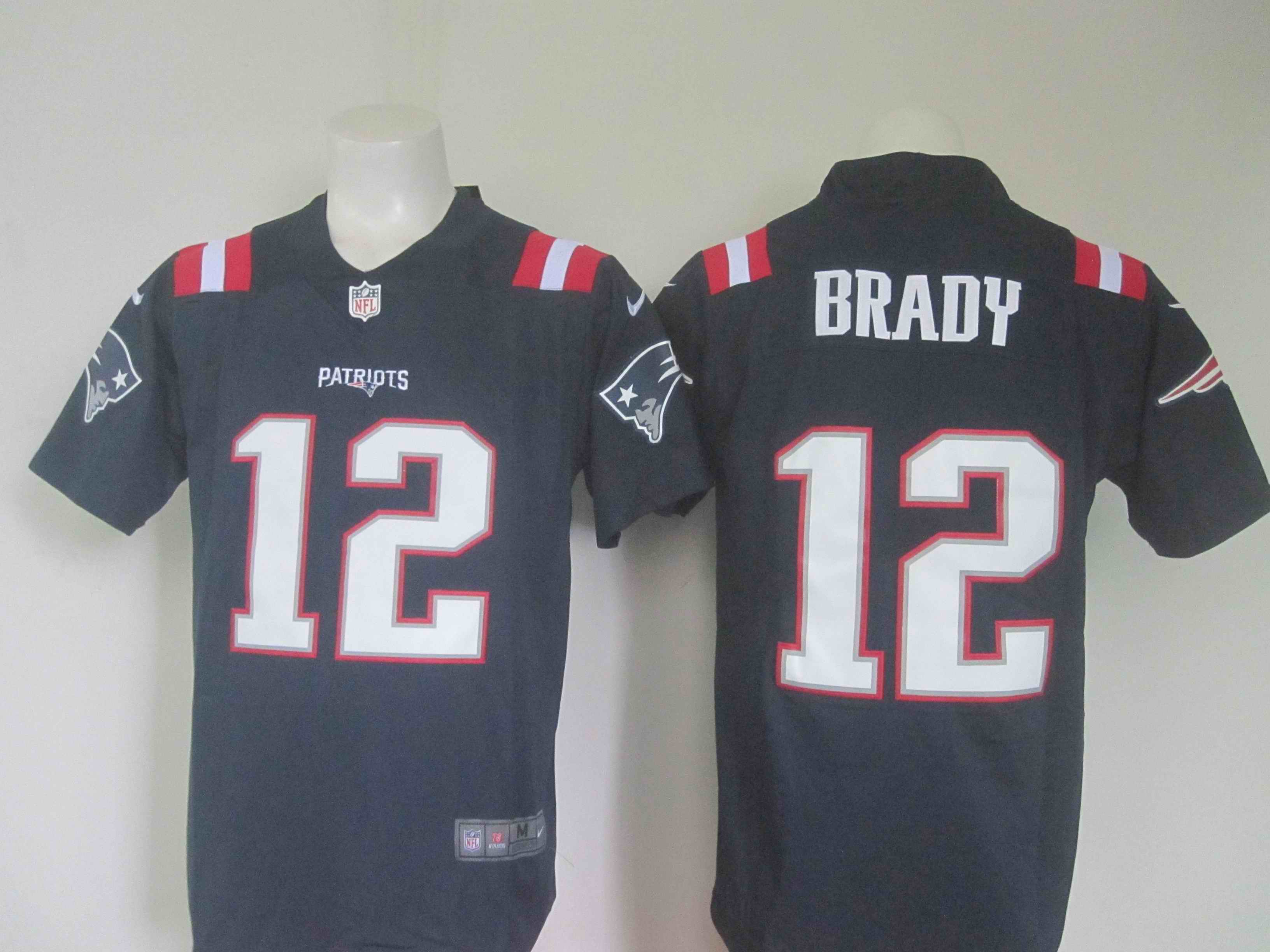 Men's Nike Patriots #12 Tom Brady Navy Limited Rush Stitched NFL Jersey