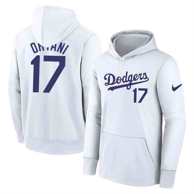 Los Angeles Dodgers #17 Shohei Ohtani White Name & Number Pullover Hoodie