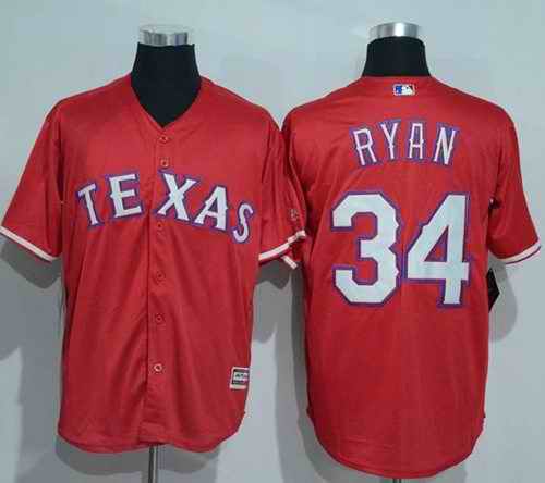 Rangers #34 Nolan Ryan Red New Cool Base Stitched MLB Jersey