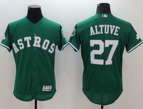 Men's Houston Astros Customized Green Celtic Flex Base Stitched Baseball Jersey