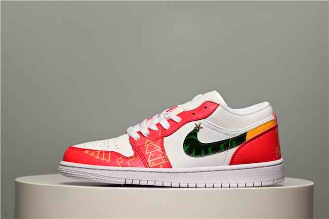 Men's Running Weapon Air Jordan 1 Low White/Red Shoes 0563