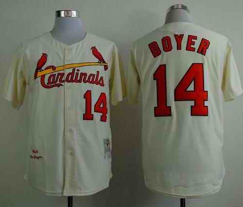 Mitchell And Ness 1964 Cardinals #14 Ken Boyer Cream Stitched MLB Jersey