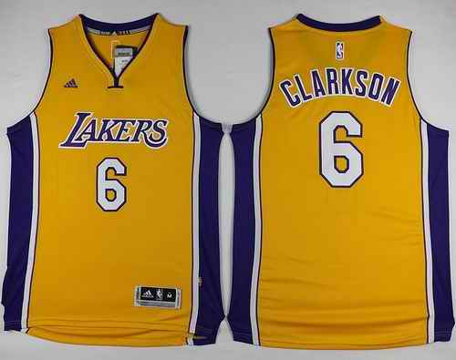 Lakers #6 Jordan Clarkson Yellow Stitched NBA Jersey