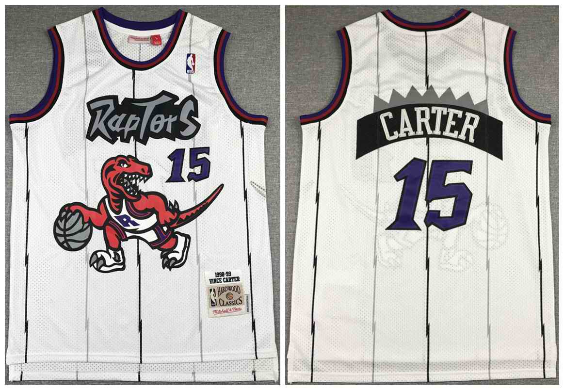 Men's Toronto Raptors #15 Vince Carter White Throwback Stitched Jersey
