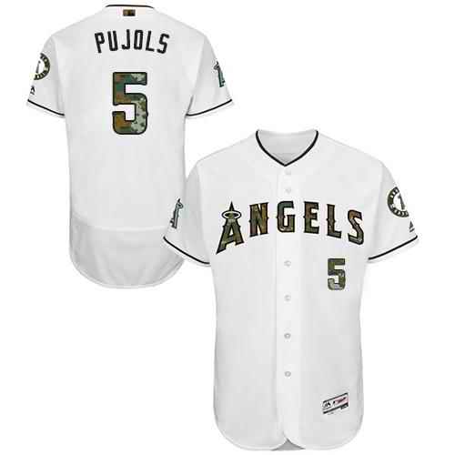 Angels of Anaheim #5 Albert Pujols White Flexbase Authentic Collection 2016 Memorial Day Stitched MLB Jersey