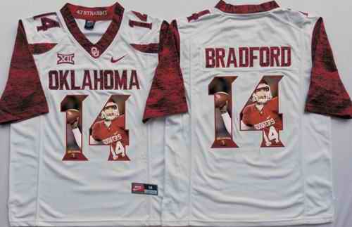 Sooners #14 Sam Bradford White Player Fashion Stitched NCAA Jersey