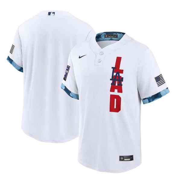 Men's Los Angeles Dodgers Blank 2021 White All-Star Cool Base Stitched MLB Jersey