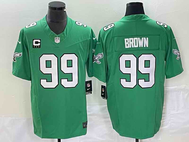 Men's Philadelphia Eagles #99 Jerome Brown Green 2023 F.U.S.E. With C Patch Vapor Untouchable Stitched Football Jersey
