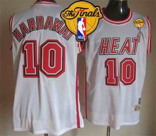 Heat #10 Tim Hardaway White Throwback Finals Patch Stitched NBA Jersey