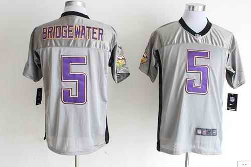 Nike Vikings #5 Teddy Bridgewater Grey Shadow Men's Stitched NFL Elite Jersey
