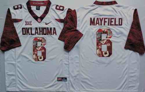 Sooners #6 Baker Mayfield White Player Fashion Stitched NCAA Jersey