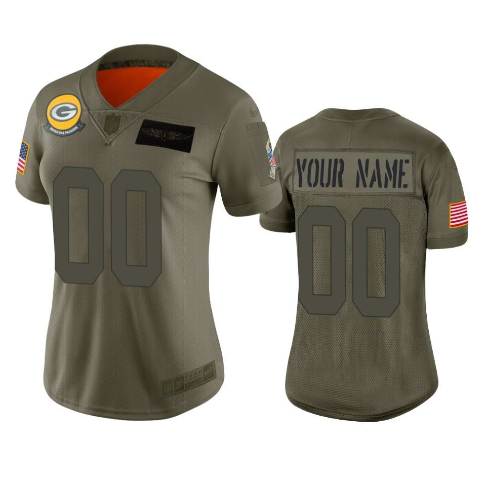 Women's Green Bay Packers Customized 2019 Camo Salute To Service NFL Stitched Limited Jersey(Run Small'