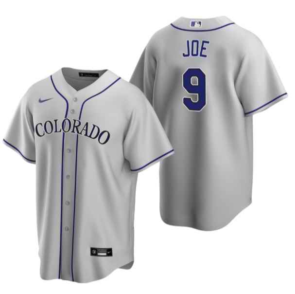 Men's Colorado Rockies #9 Connor Joe Grey Stitched Baseball Jersey