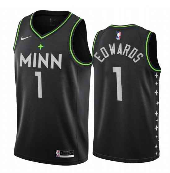 Men's Minnesota Timberwolves #1 Anthony Edwards Black City Swingman Stitched Jersey