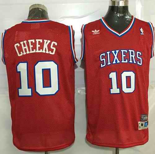 76ers #10 Maurice Cheeks Red Throwback Stitched NBA Jersey