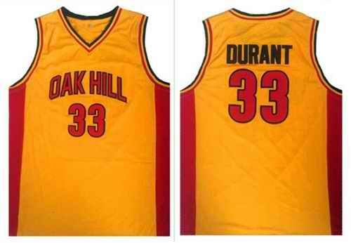 Warriors #33 Kevin Durant Gold Oak Hill Academy High School Stitched NBA Jersey
