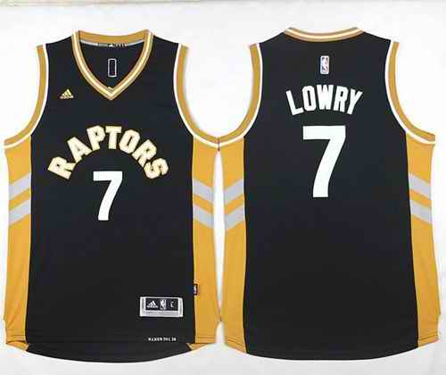 Raptors #7 Kyle Lowry Black/Gold Stitched NBA Jersey