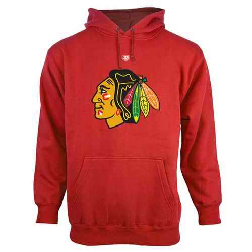 Chicago Blackhawks Old Time Hockey Big Logo with Crest Pullover Hoodie Red