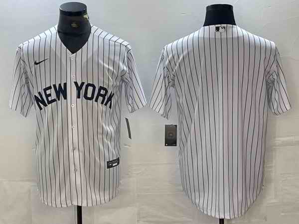 Men's New York Yankees Blank White Cool Base Stitched Baseball Jersey
