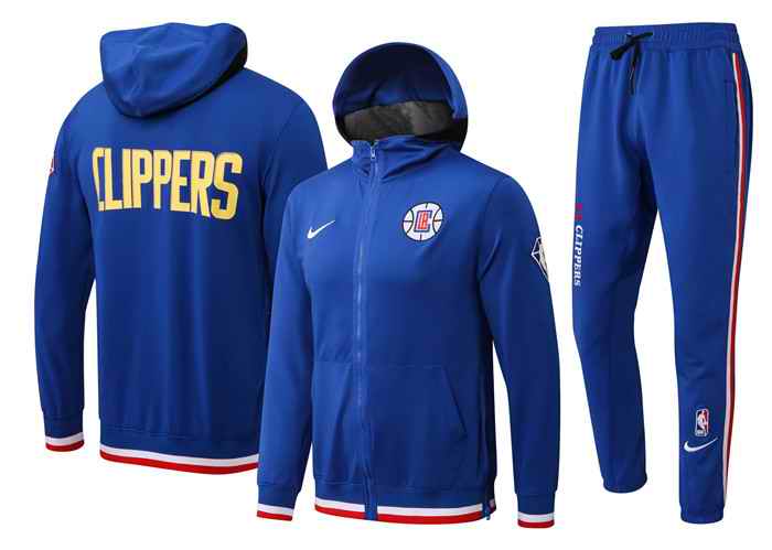Men's Los Angeles Clippers 75th Anniversary Royal Performance Showtime Full-Zip Hoodie Jacket And Pants   Suit