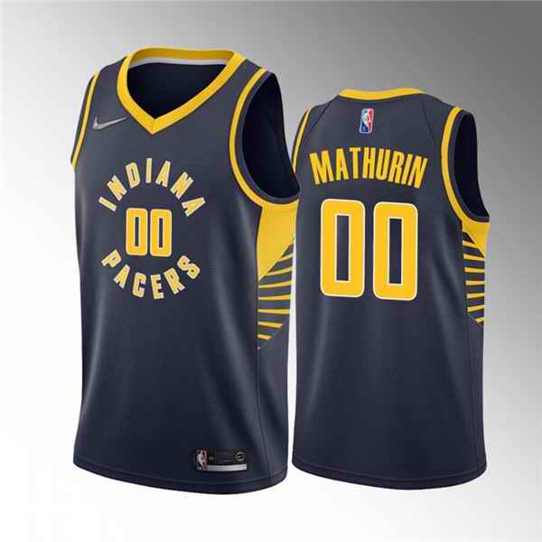 Men's Indiana Pacers #00 Bennedict Mathurin Navy Icon Edition 75th Anniversary Stitched Basketball Jersey