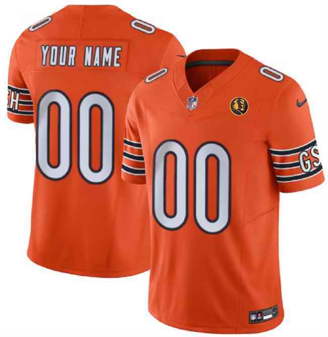Men's Chicago Bears Active Player Custom Orange 2023 F.U.S.E. With John Madden Patch Vapor Limited Stitched Football Jersey