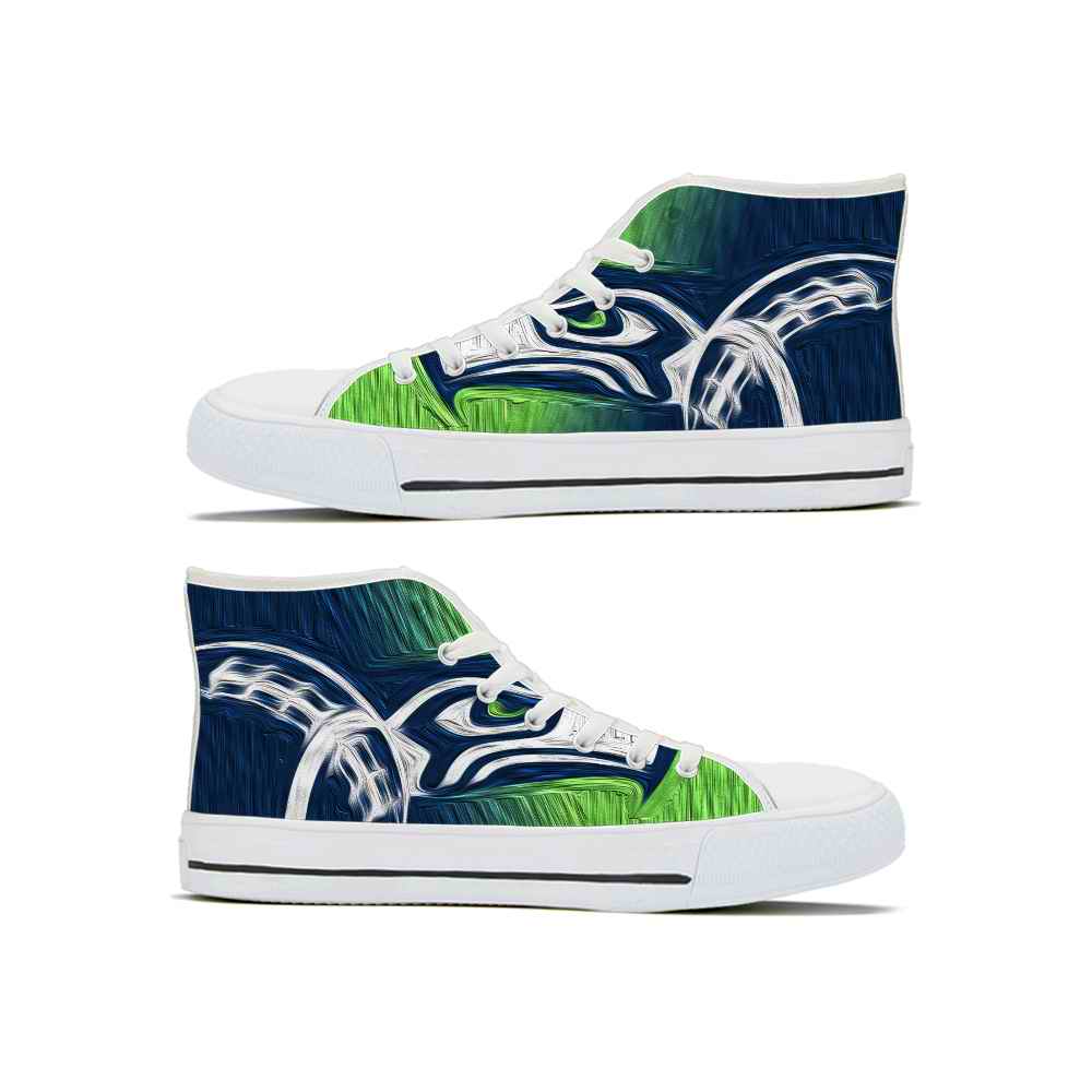 Women's Seattle Seahawks High Top Canvas Sneakers 001