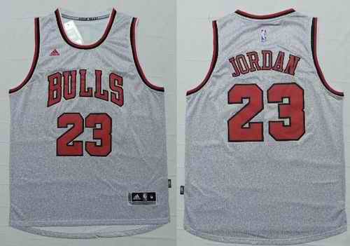 Revolution 30 Bulls #23 Michael Jordan Grey Stitched NBA Jersey