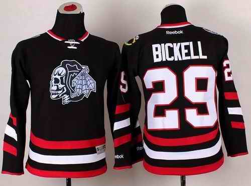Blackhawks #29 Bryan Bickell Black(White Skull) 2014 Stadium Series Stitched Youth NHL Jersey