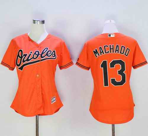 Orioles #13 Manny Machado Orange Women's Alternate Stitched MLB Jersey