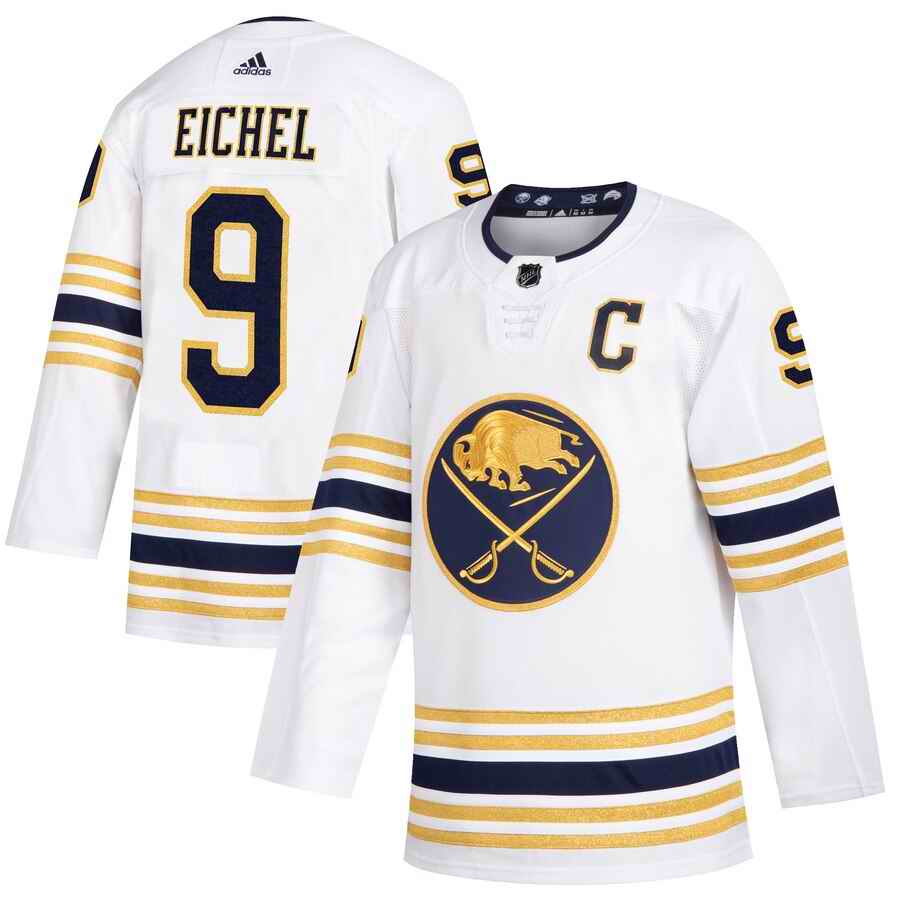 Men's Buffalo Sabres #9 Jack Eichel 2019 White 50th Season Stitched NHL Jersey