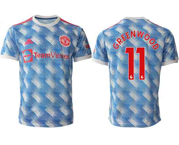 Men's Manchester United #11 Mason Greenwood Light Blue Away Soccer Jersey