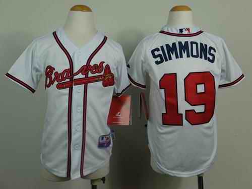 Braves #19 Andrelton Simmons White Cool Base Stitched Youth MLB Jersey