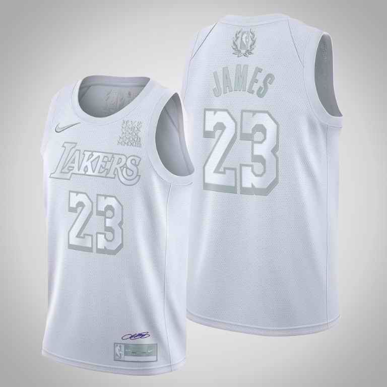 Men's Los Angeles Lakers #23 LeBron James White MVP Stitched Jersey