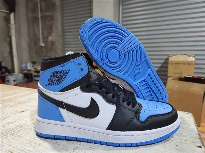 Men's Running Weapon Air Jordan 1 High White/Blue/Black Shoes 0387