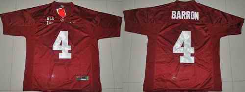 Crimson Tide #4 Mark Barron Red 2016 College Football Playoff National Championship Patch Stitched NCAA Jersey