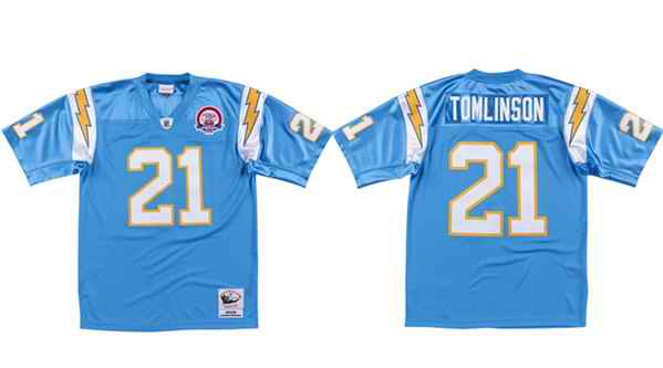 Men's Los Angeles Chargers #21 LaDainian Tomlinson 2009 Blue Stitched Game Jersey