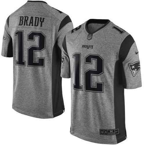 Nike Patriots #12 Tom Brady Gray Men's Stitched NFL Limited Gridiron Gray Jersey