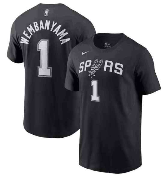 Men's San Antonio Spurs #1 Victor Wembanyama Black T-Shirt