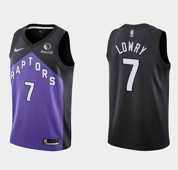 Men's Toronto Raptors #7 Kyle Lowry Purple/Black Earned Edition Stitched Basketball Jersey