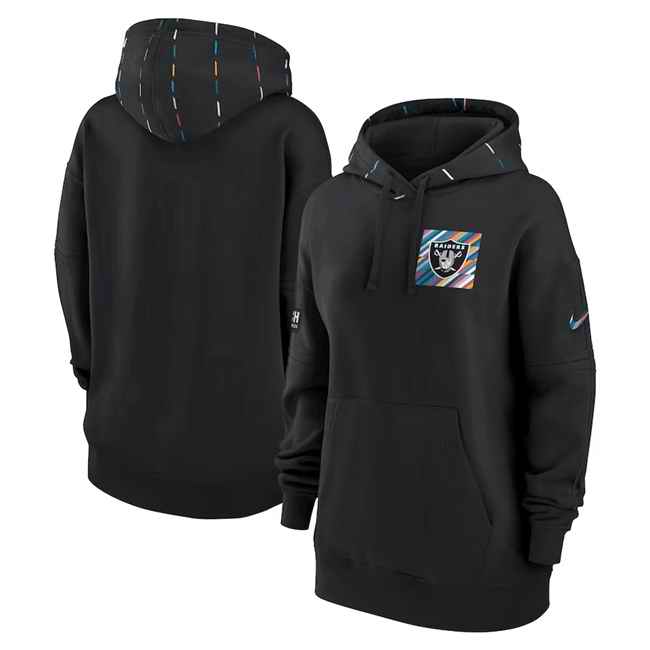Women's Las Vegas Raiders Black 2023 Crucial Catch Club Pullover Hoodie(Run Small)