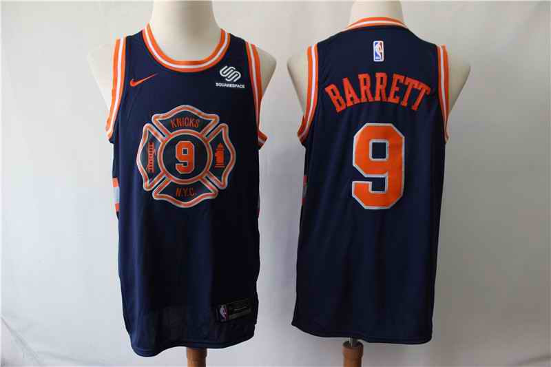 Men's New York Knicks #9 RJ Barrett Navy City Edition Swingman Stitched NBA Jersey