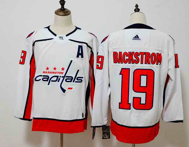 Men's Adidas Washington Capitals #19 Nicklas Backstrom White Stitched NHL Jersey