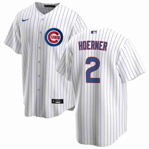 Men's Chicago Cubs #2 Nico Hoerner White Cool Base Stitched Baseball Jersey
