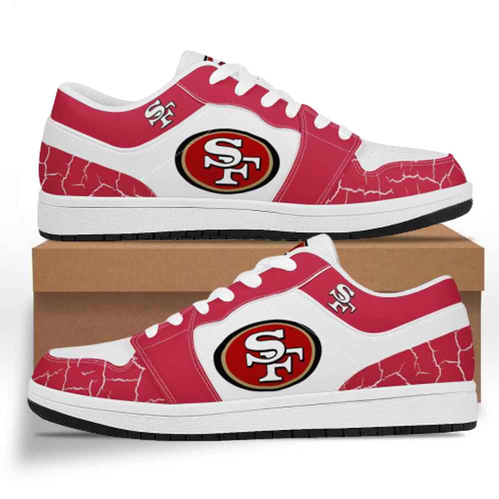Men's San Francisco 49ers Low Top Leather AJ1 Sneakers 001