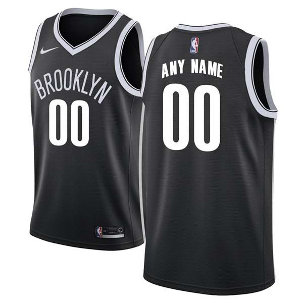 Men's Brooklyn Nets Black Customized Stitched NBA Jersey